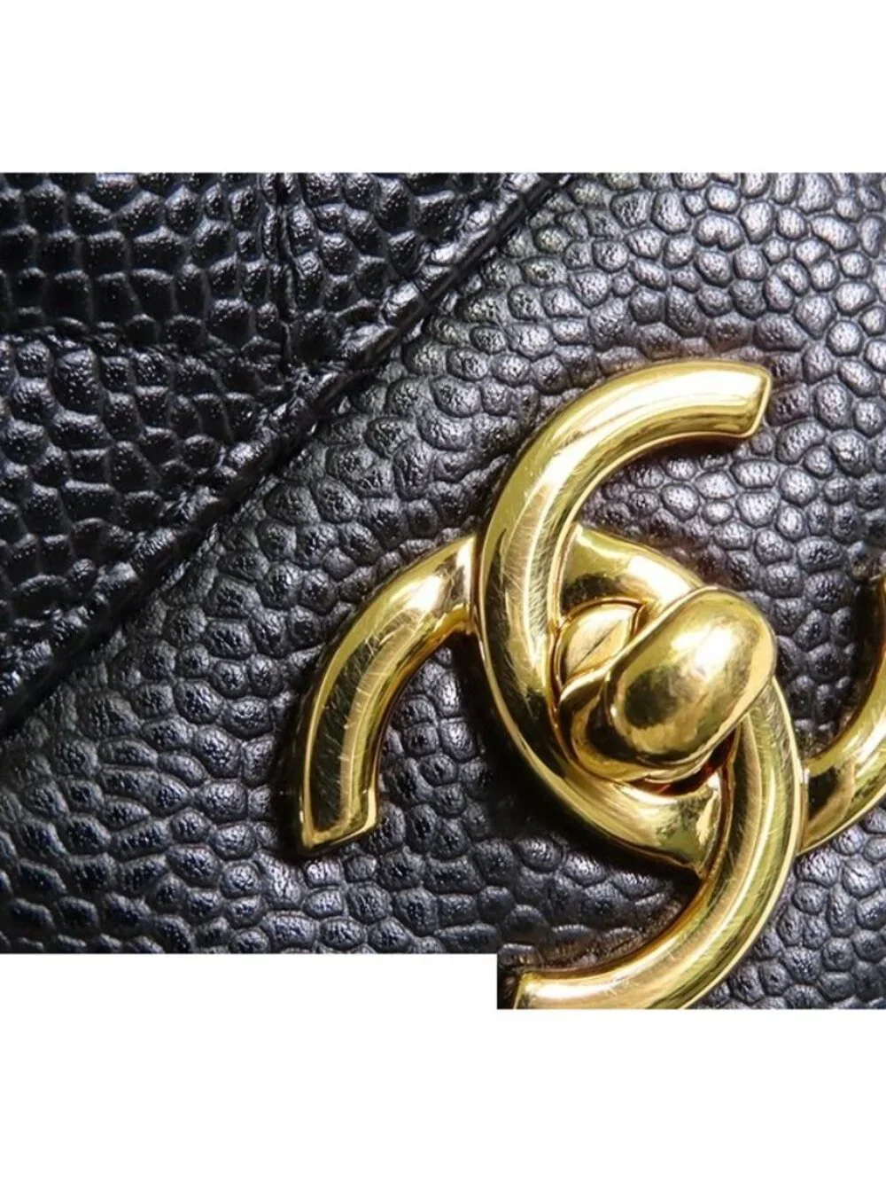 Chanel Classic Large Black Caviar Leather Double Flap Chain Shoulder Bag